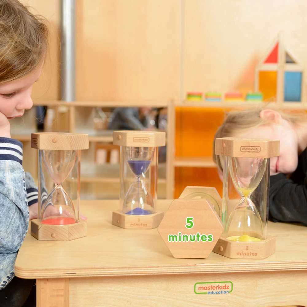 MASTERKIDZ smėlio laikrodžių rinkinys laikui pažinti