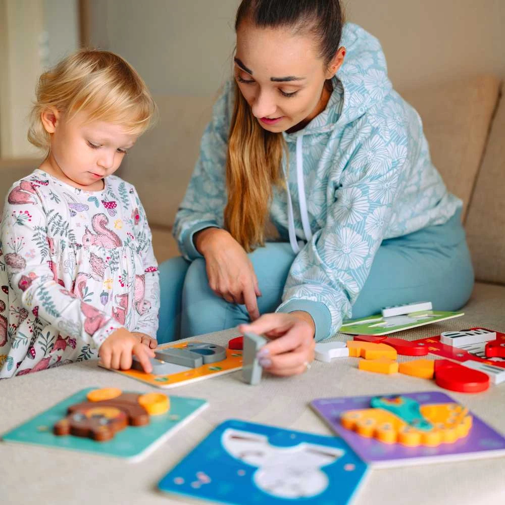 Medinė dėlionė Gyvūnėliai Montessori FSC Woopie Žalias