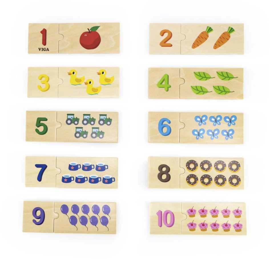 Dėlionė VIGA Medinių dėlionių rinkinys Skaičių atitikimas Montessori