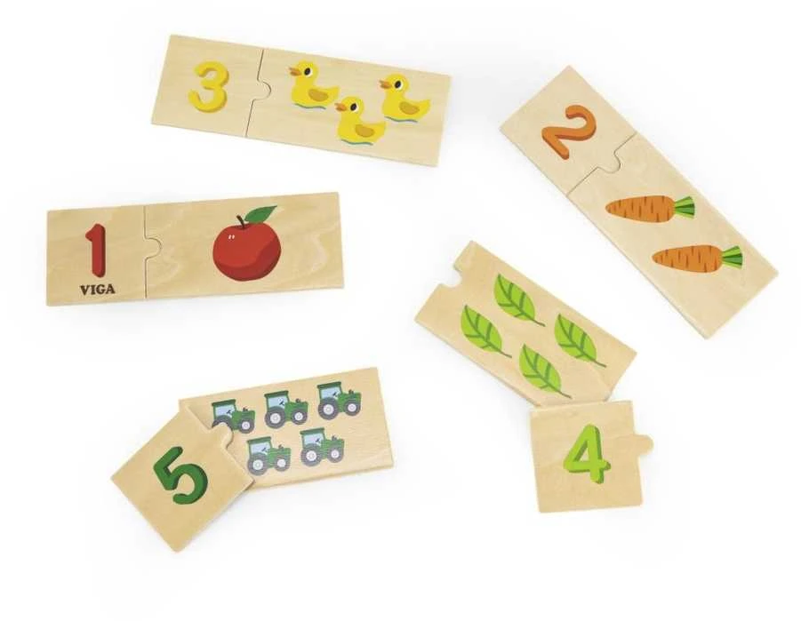 Dėlionė VIGA Medinių dėlionių rinkinys Skaičių atitikimas Montessori