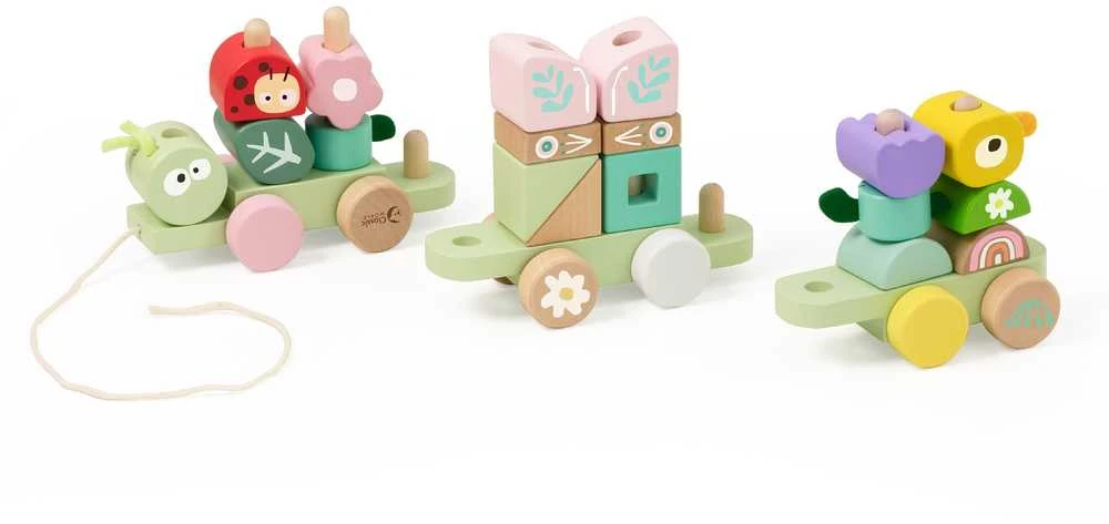 Classic World medinė Montessori Gąsienicos traukinys su 27 detalėmis