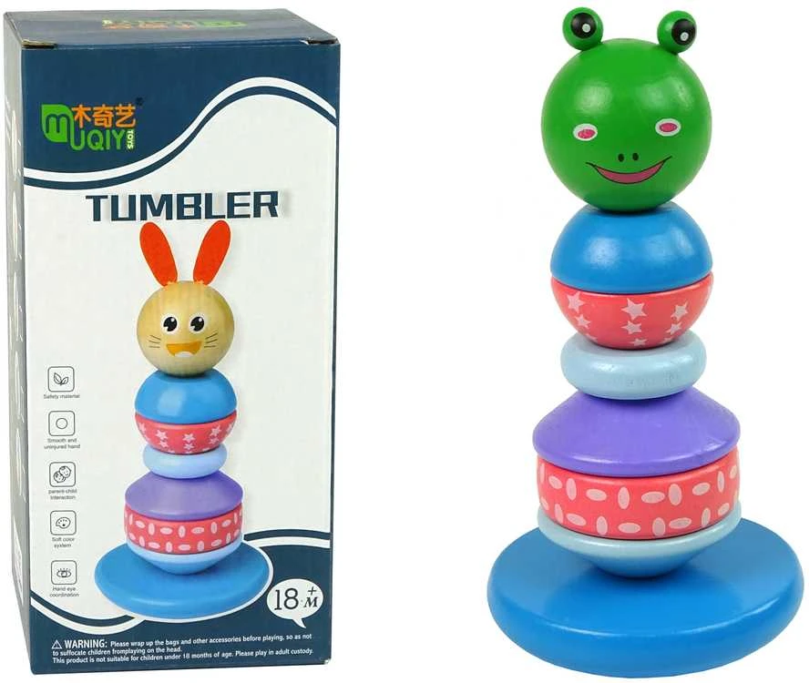 Drewniana Mokomoji piramidė mergaitėms Lean Toys Triušis