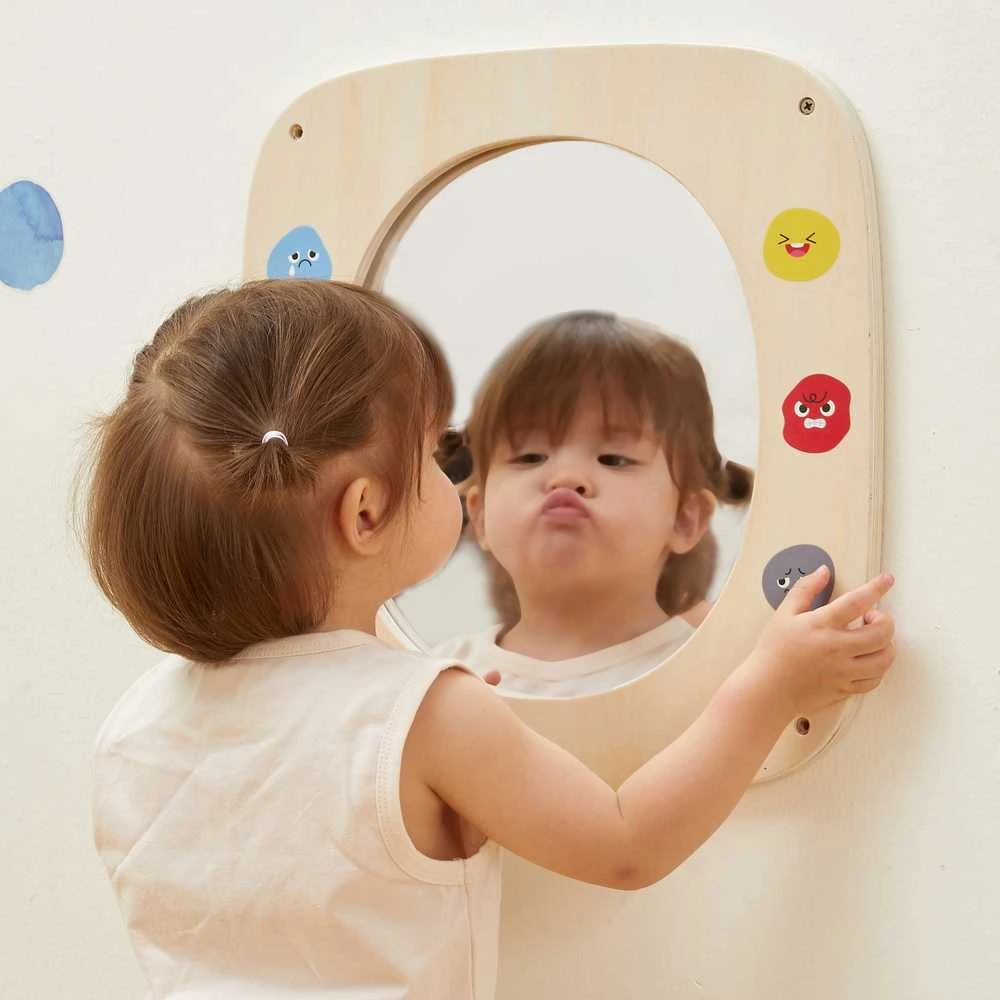 Viga Toys Medinė emocijų lenta vaikams su veidrodžiu VIGA