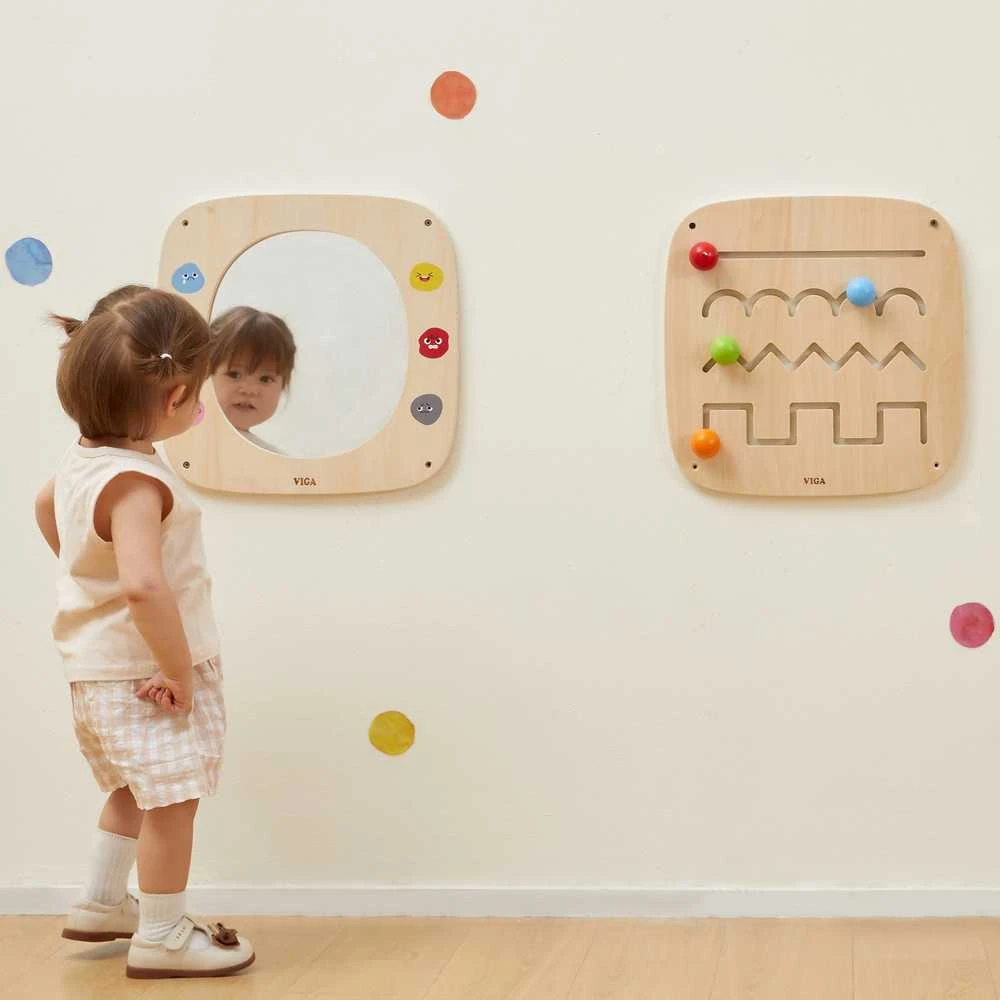Viga Toys Medinė emocijų lenta vaikams su veidrodžiu VIGA