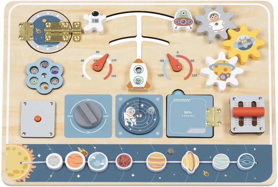Tooky Toys Medinė kosminė Montessori lenta Tooky Toy astronauto valdymo pultas