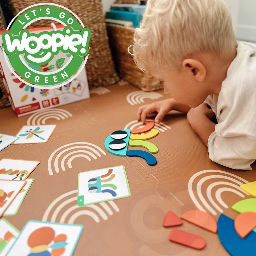 Medinė Montessori dėlionė WOOPIE Žalias 55vnt