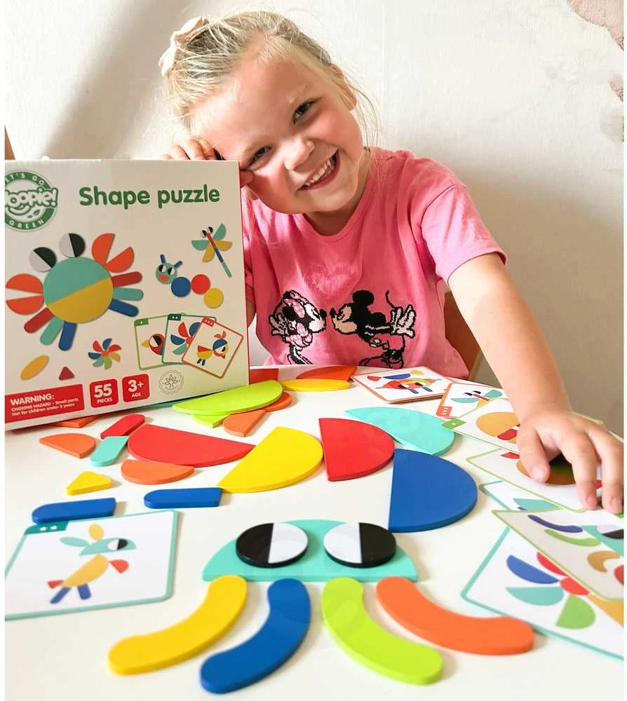 Medinė Montessori dėlionė WOOPIE Žalias 55vnt