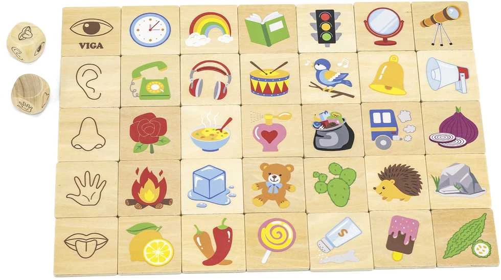„Viga“ edukacinio žaidimo dėlionės rūšiavimas Pojūčiai 37 EL. Montessori