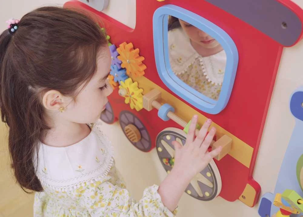 Viga Toys Medinė sensorinė-manipuliacinė lenta VIGA Traukinys