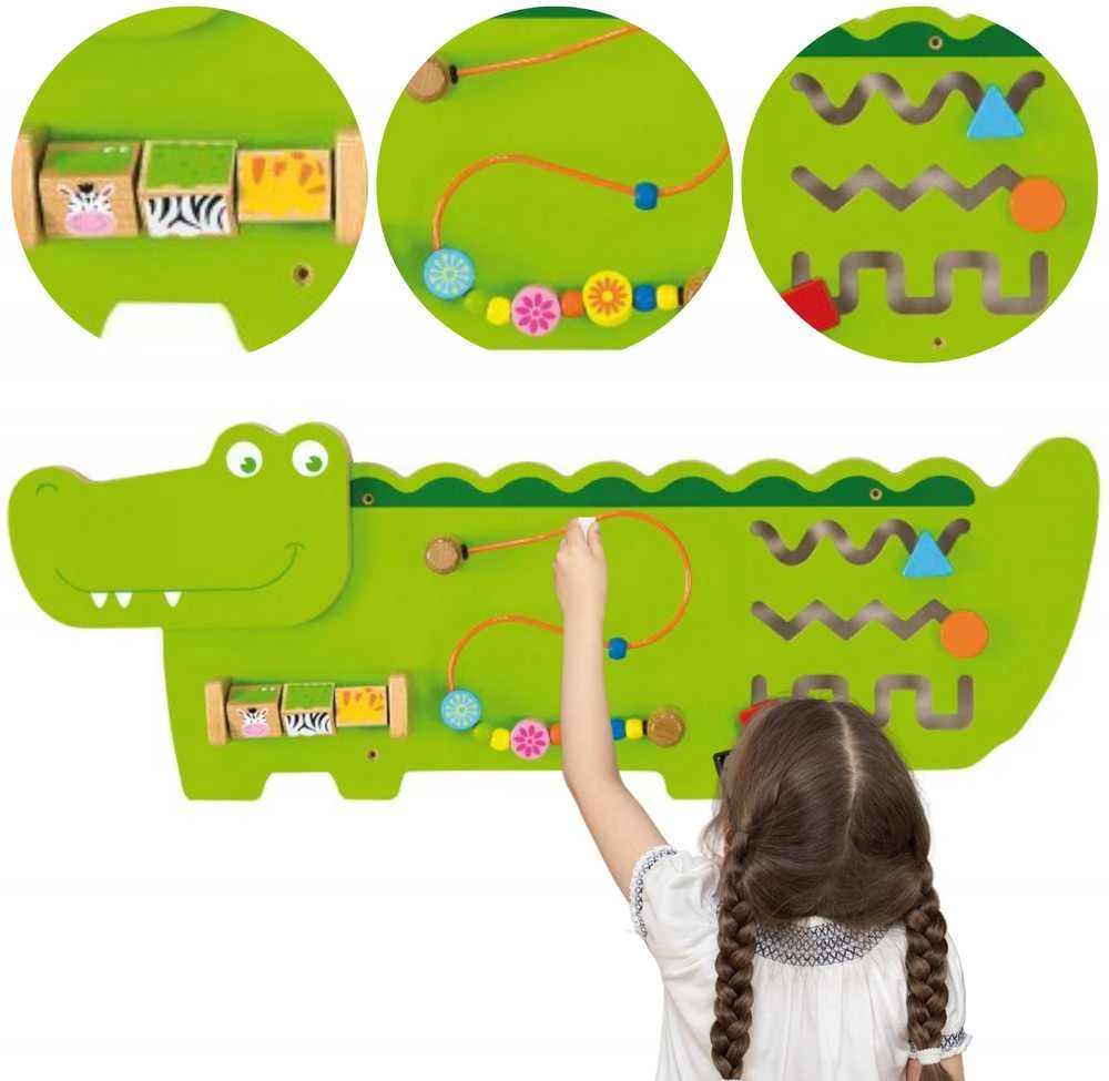 Viga Toys Medinė Edukacinė Lenta Krokodilas Sensoryinė