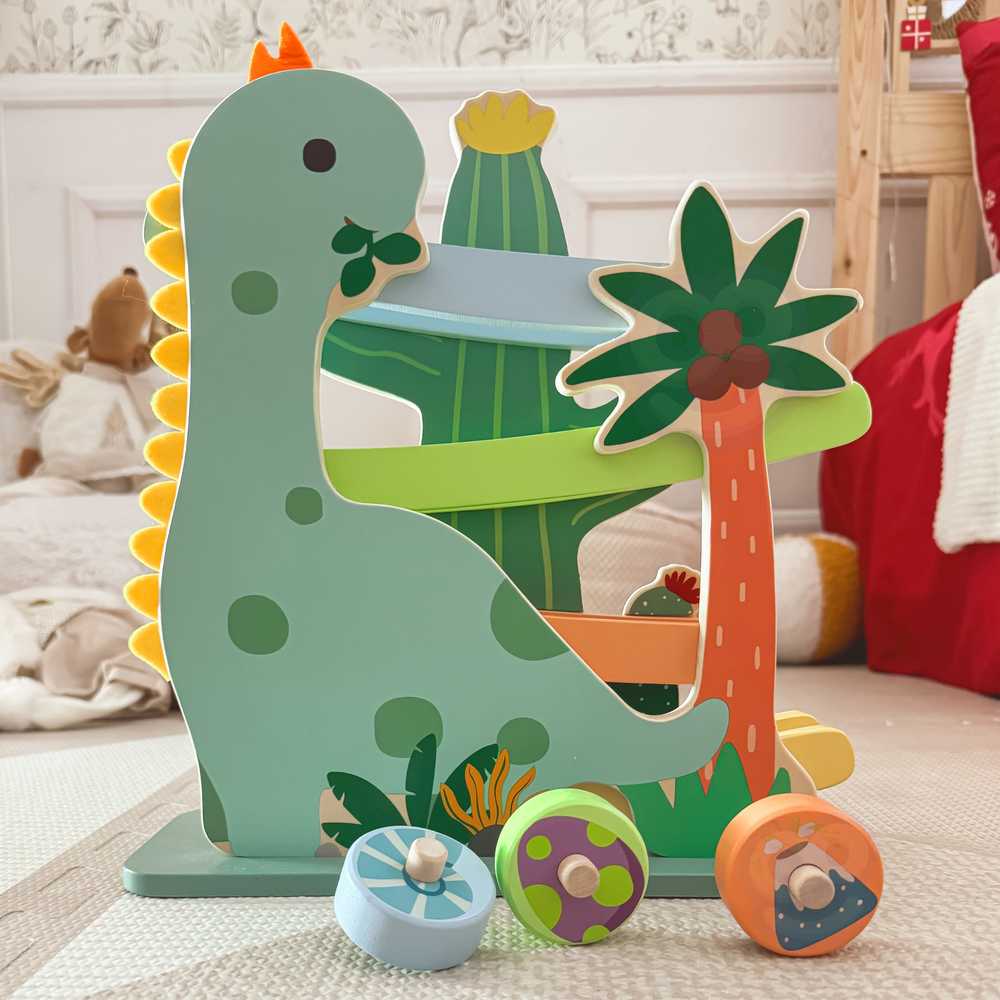 Medinė spalvinga dinozaurų čiuožykla CLASSIC WORLD