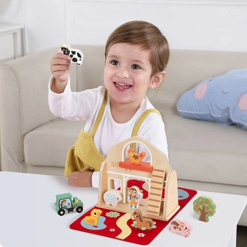 Tooky Toys Tooky Toy Medinė Skleidimo Ūkio Rinkinys su Figūrėlėmis