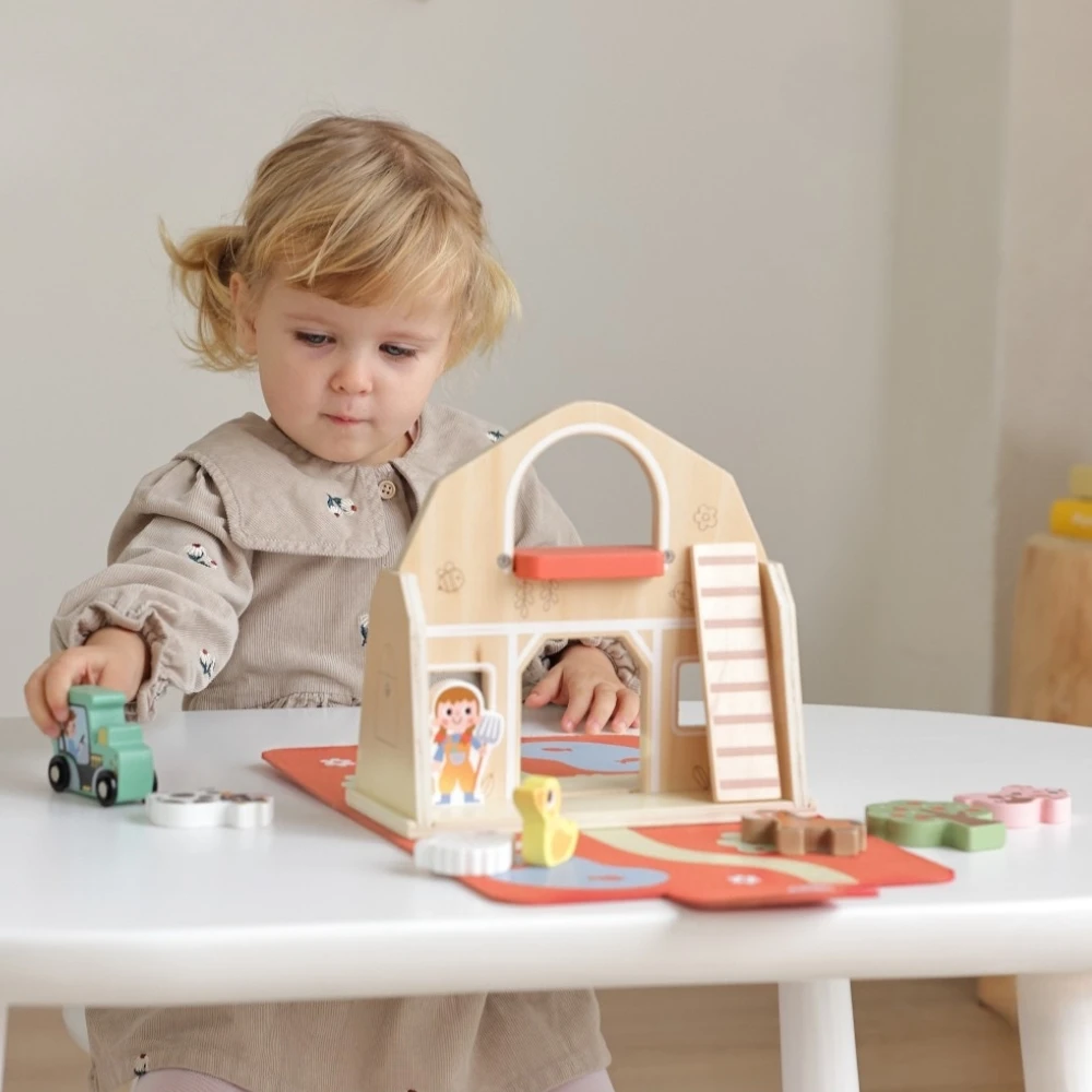 Tooky Toys Tooky Toy Medinė Skleidimo Ūkio Rinkinys su Figūrėlėmis