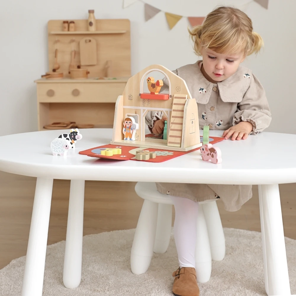Tooky Toys Tooky Toy Medinė Skleidimo Ūkio Rinkinys su Figūrėlėmis