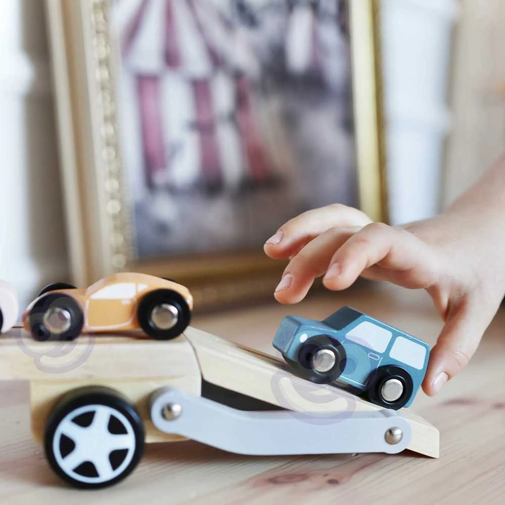 VIGA Medinė automobilių pervežimo priemonė su automobiliukais