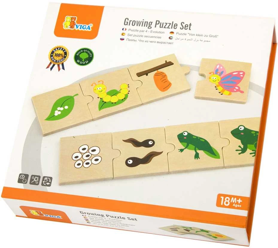 Viga Toys Medinės Dėlionės Augantys Gyvūnai ir Augalai