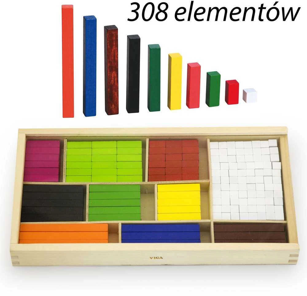 VIGA Edukaciniai Matematiniai Klockiai Cuisenaire'a, 308 vnt.