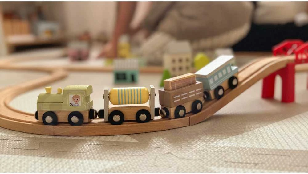 Tooky Toys Tooky žaisliniai medinių transporto priemonių vagonai su magnetu