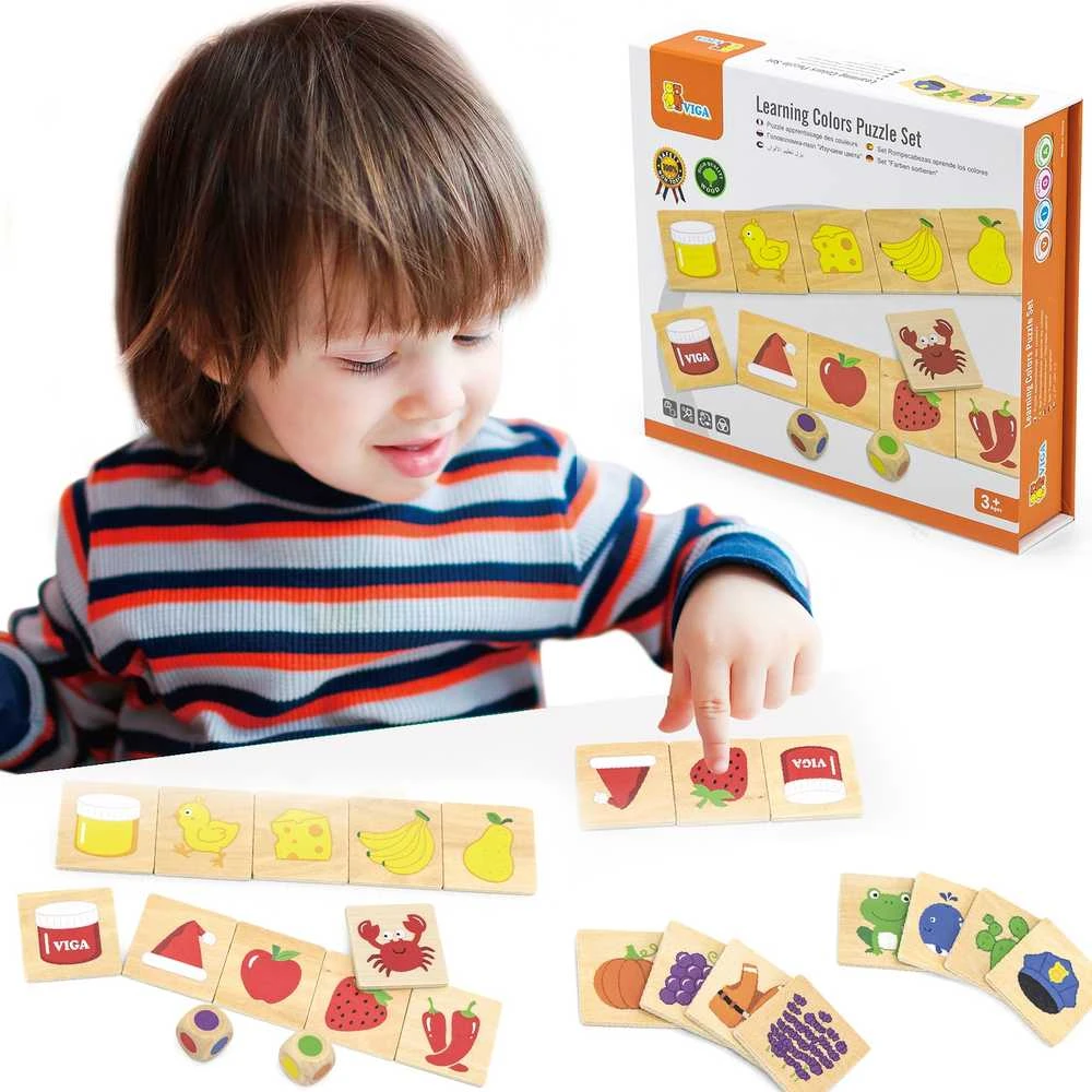 VIGA Medinė edukacinė dėlionė Spalvų ir formų atpažinimui 38 vnt. Montessori