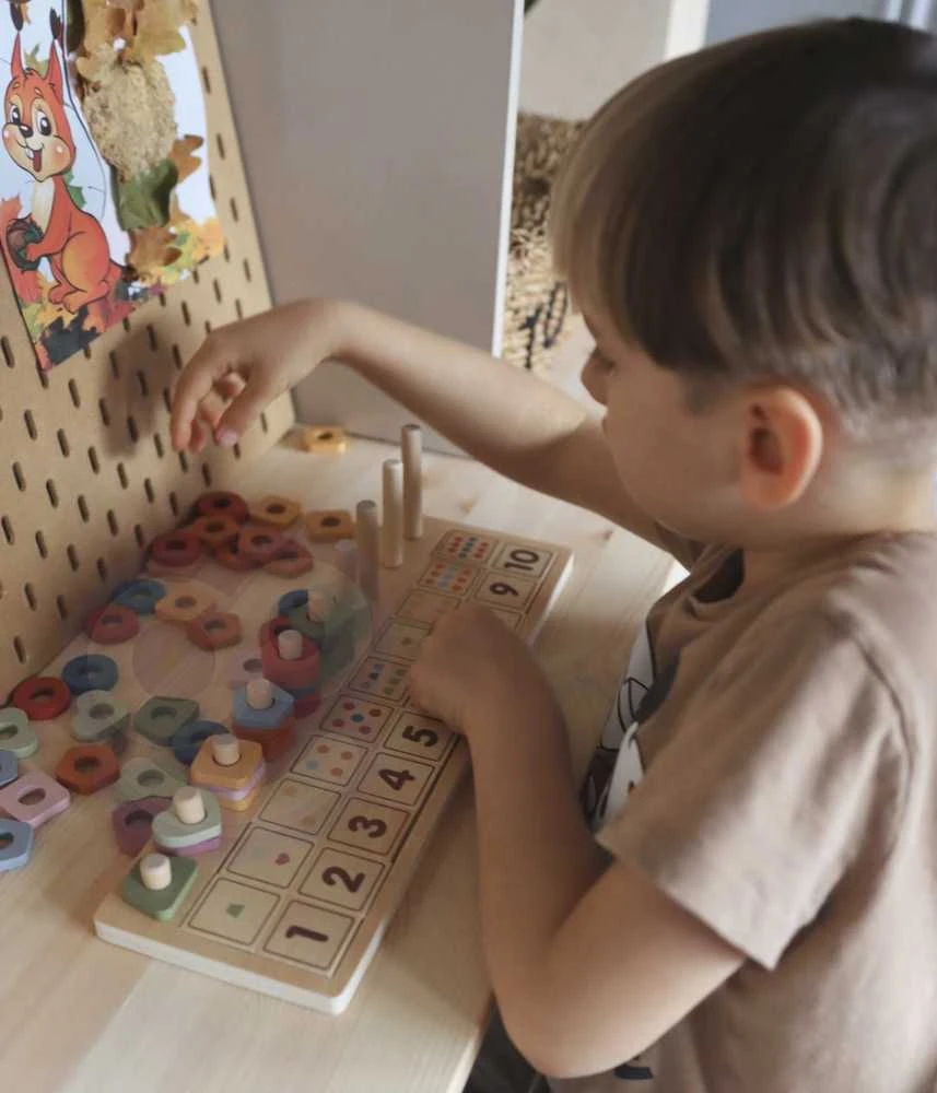 Dėlionė Viga Toys „Viga Polarb“ medinis „Abacus Sorter“ mokymosi numeriai Montessori