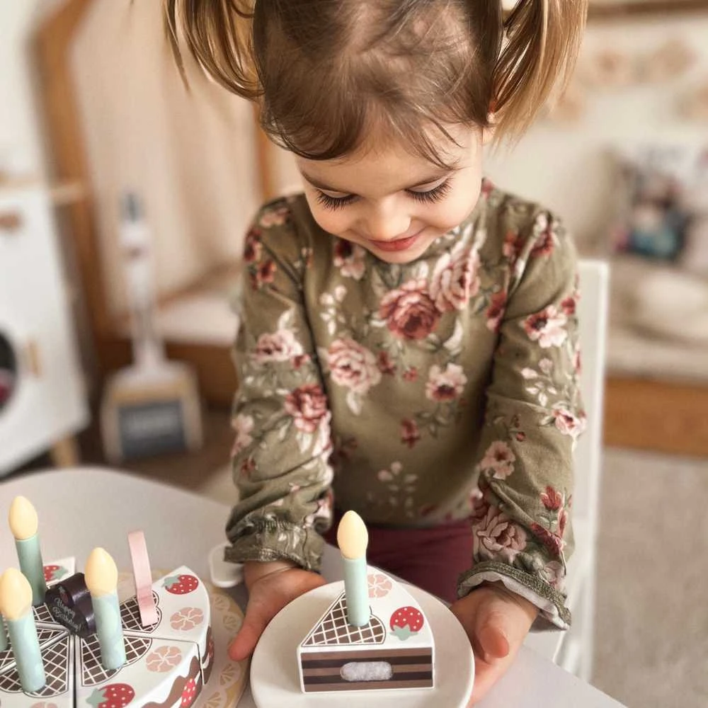 Tooky Toys Medinis gimtadienio tortas su žvakutėmis TOOKY TOY
