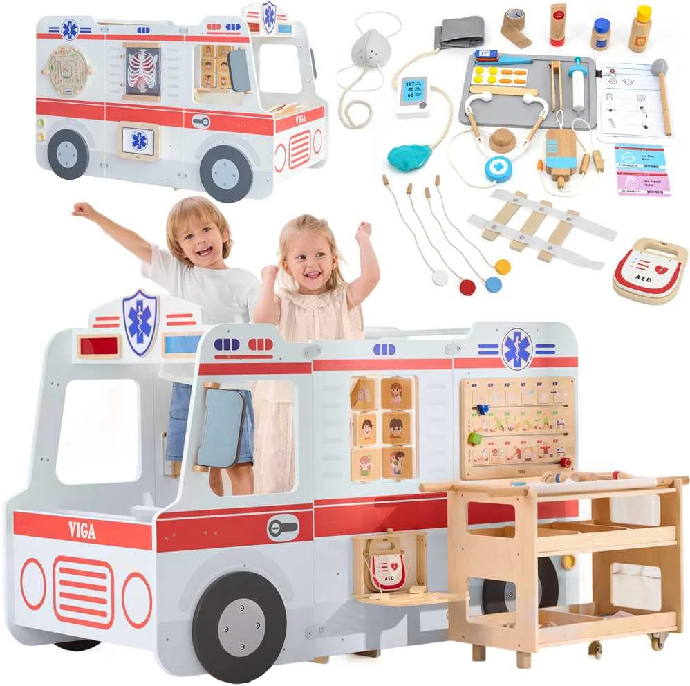 Viga Toys Medinis greitosios pagalbos automobilis VIGA