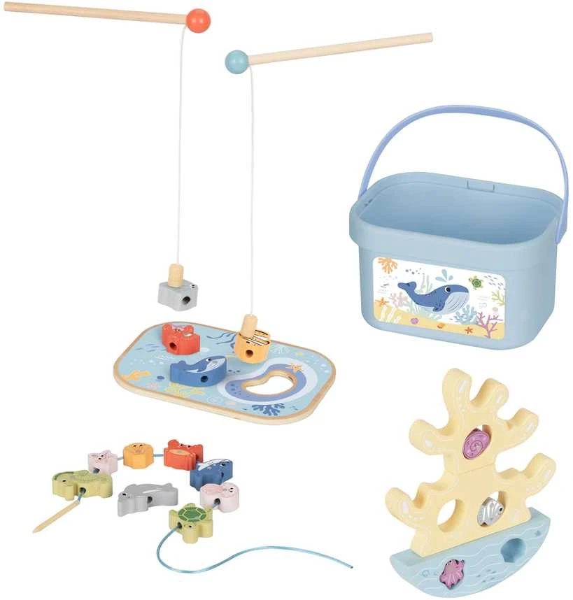 Tooky Toys Medinis jūros žaidimų rinkinys Tooky Toy 3in1 žvejyba