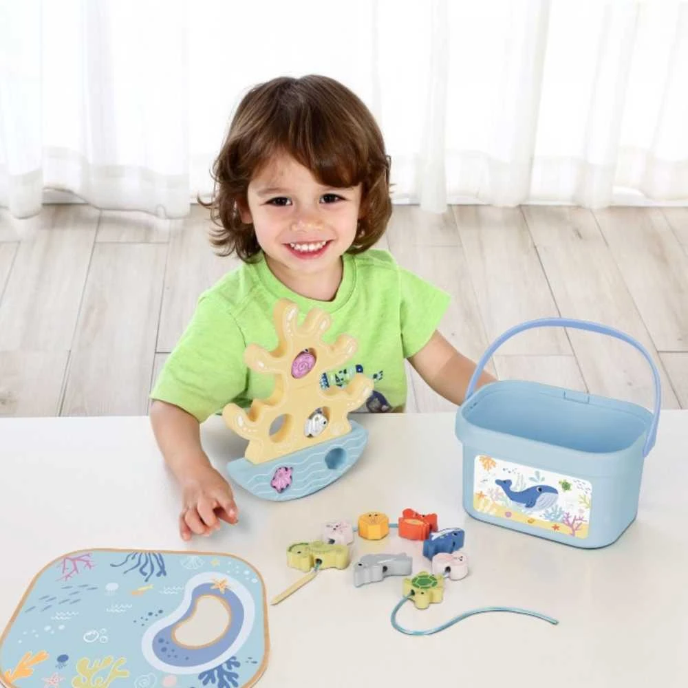 Tooky Toys Medinis jūros žaidimų rinkinys Tooky Toy 3in1 žvejyba