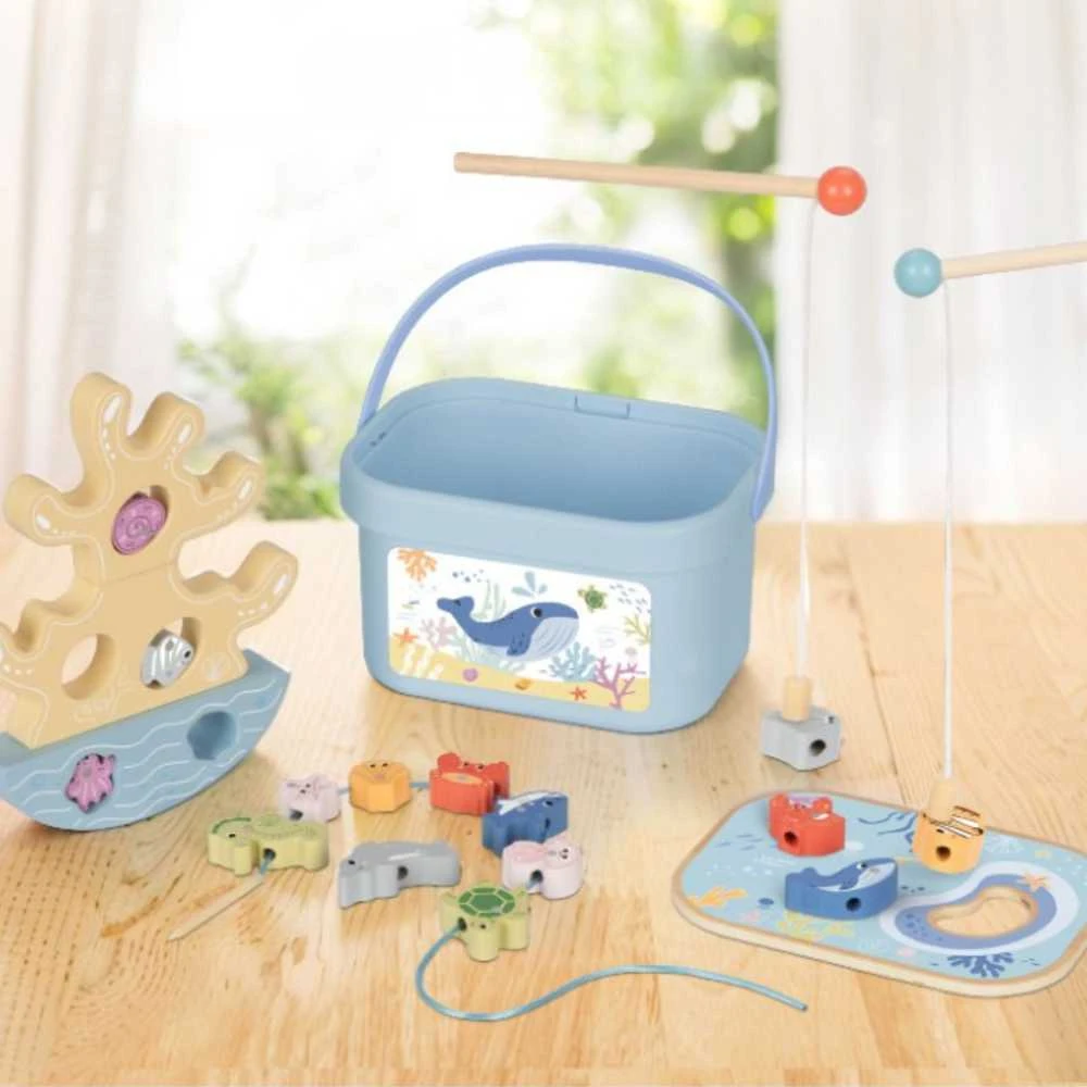 Tooky Toys Medinis jūros žaidimų rinkinys Tooky Toy 3in1 žvejyba