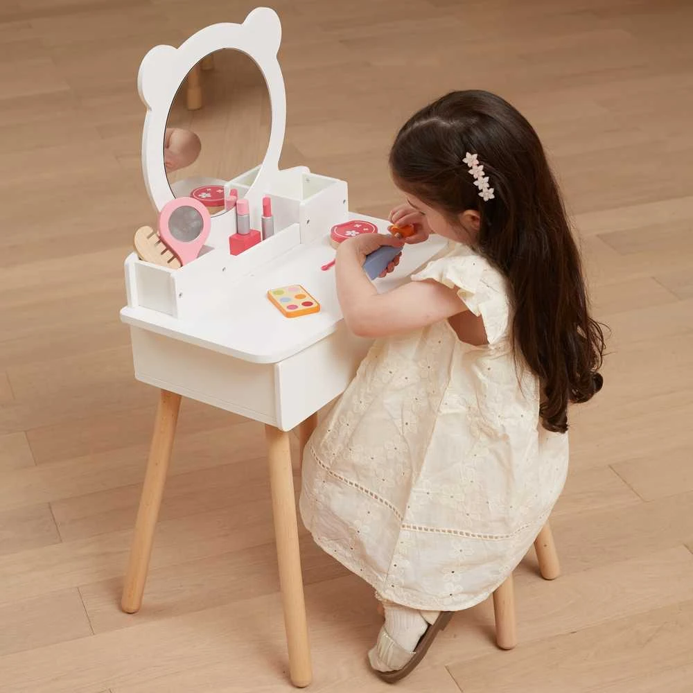 Viga Toys Viga Medinė Makiažo Staliukas Su Veidrodžiu Baltas