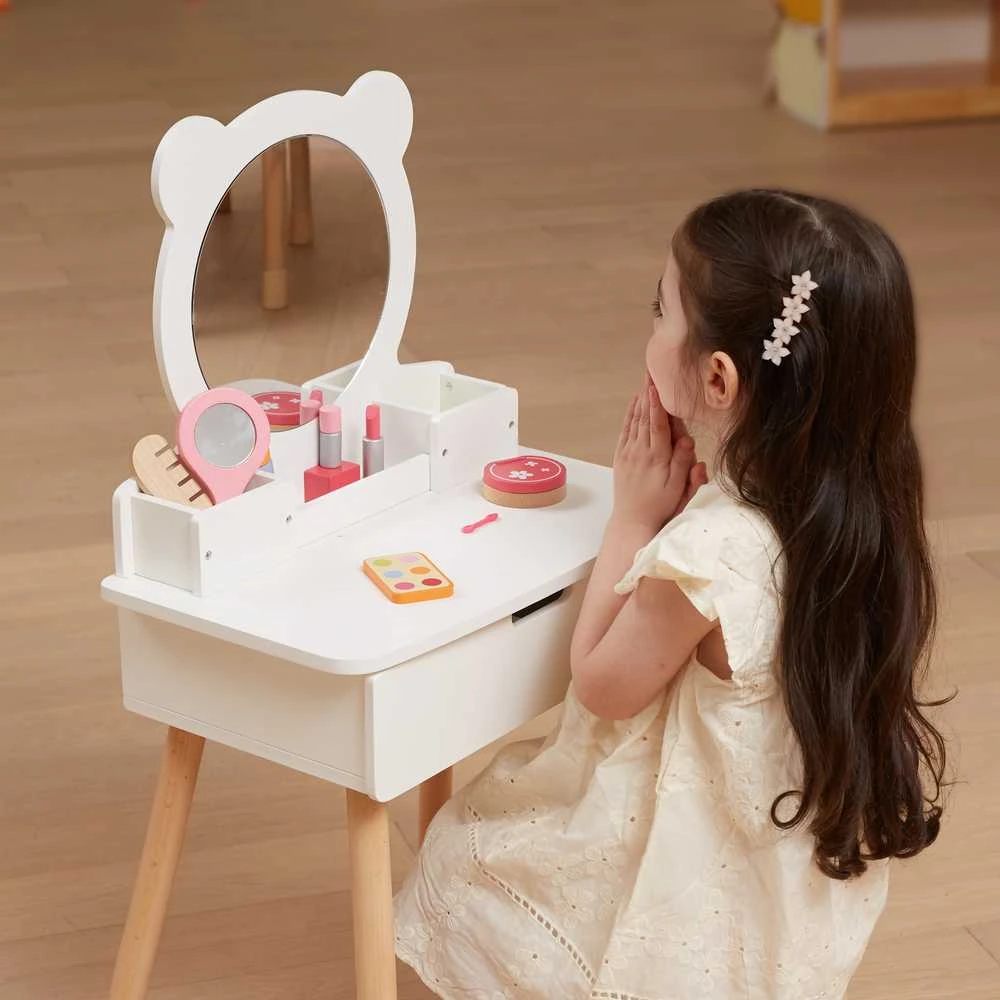 Viga Toys Viga Medinė Makiažo Staliukas Su Veidrodžiu Baltas