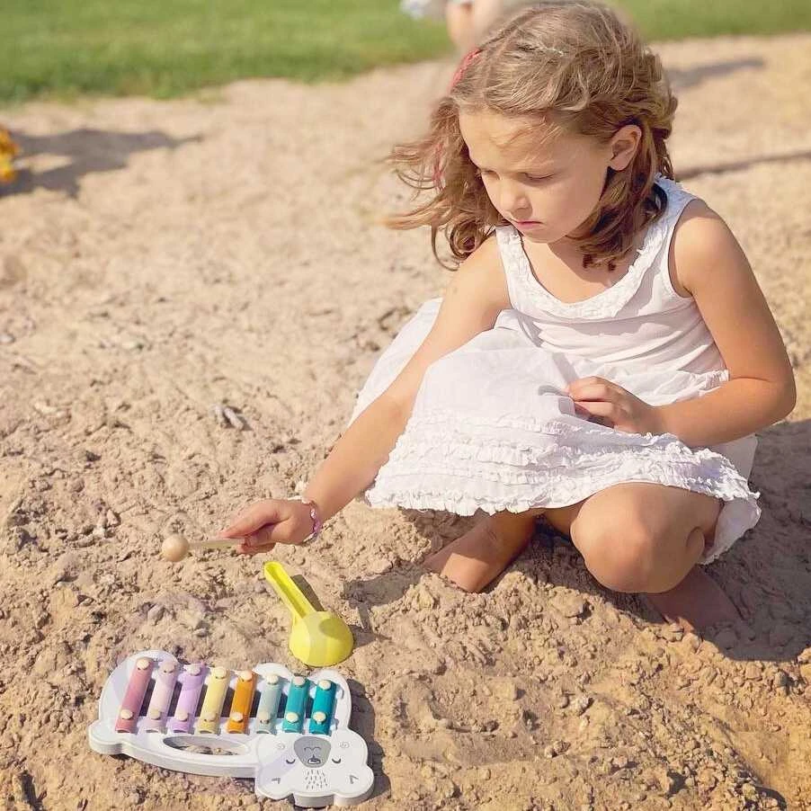 Medinis dulcimerio polinio meškiuko ksilofonas viga žaislai montessori