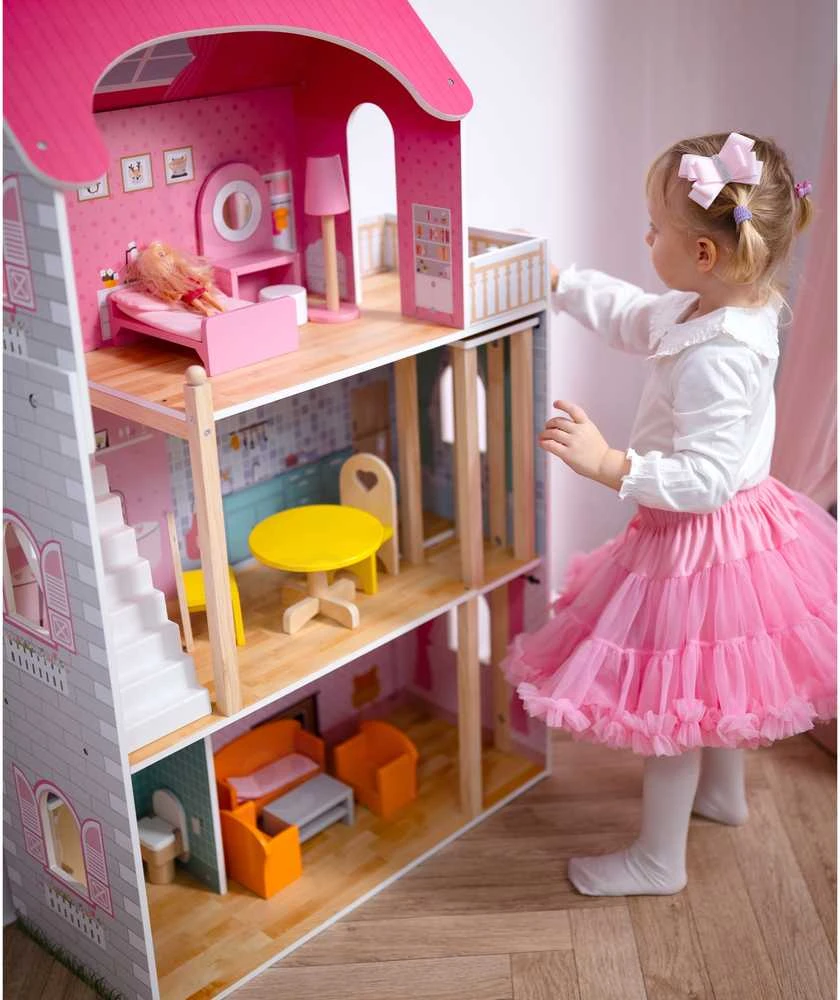 Viga Toys VIGA Medinis Lėlių Namelis su 5 Kambariais