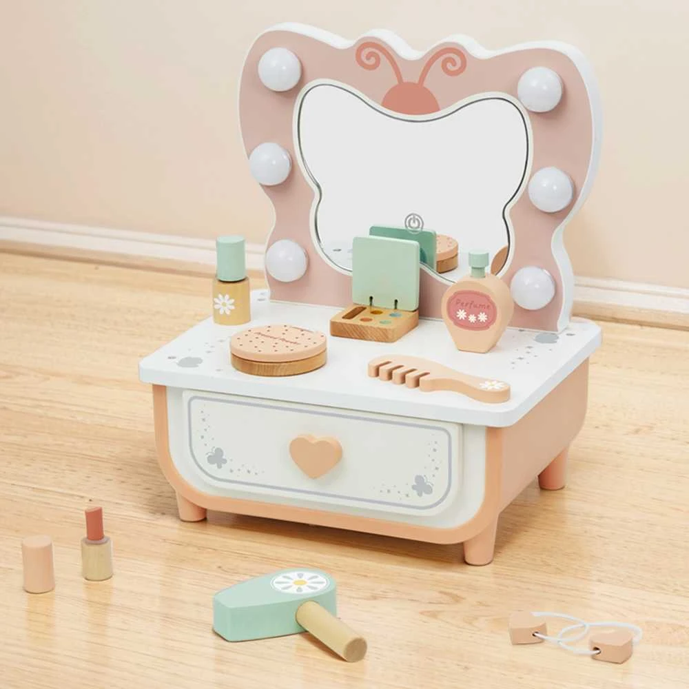 Tooky Toys Medinis makiažo staliukas TOOKY TOY Drugelis su LED apšvietimu