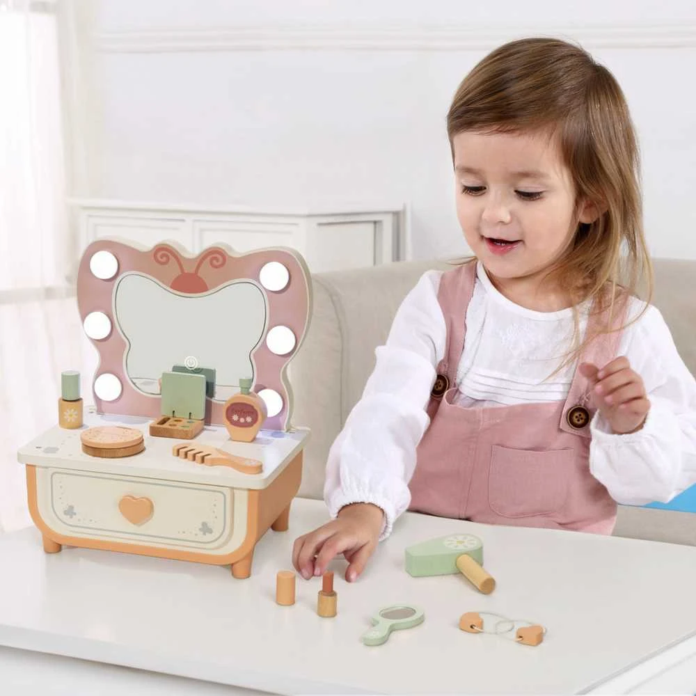 Tooky Toys Medinis makiažo staliukas TOOKY TOY Drugelis su LED apšvietimu