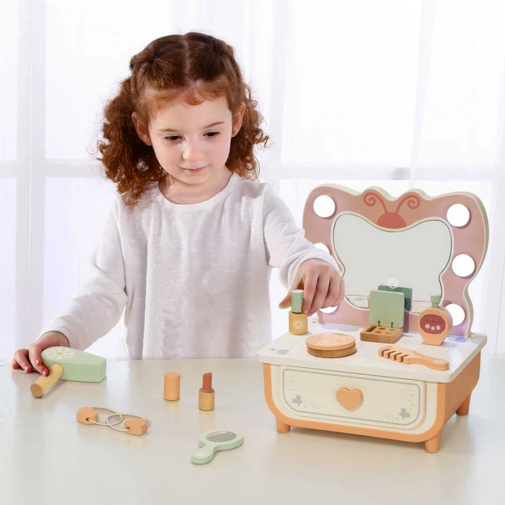 Tooky Toys Medinis makiažo staliukas TOOKY TOY Drugelis su LED apšvietimu