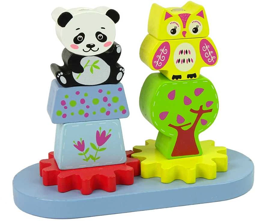 Mediniai gyvūnai vaikams Lean Toys, panda ir pelėda