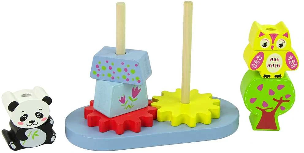 Mediniai gyvūnai vaikams Lean Toys, panda ir pelėda