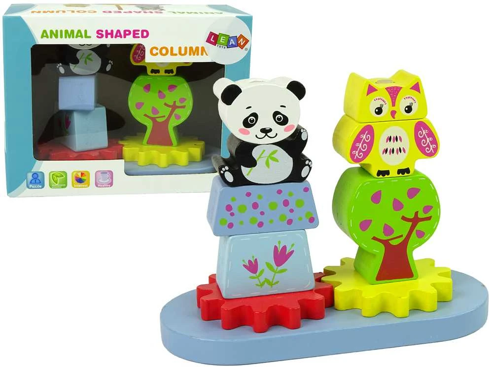 Mediniai gyvūnai vaikams Lean Toys, panda ir pelėda