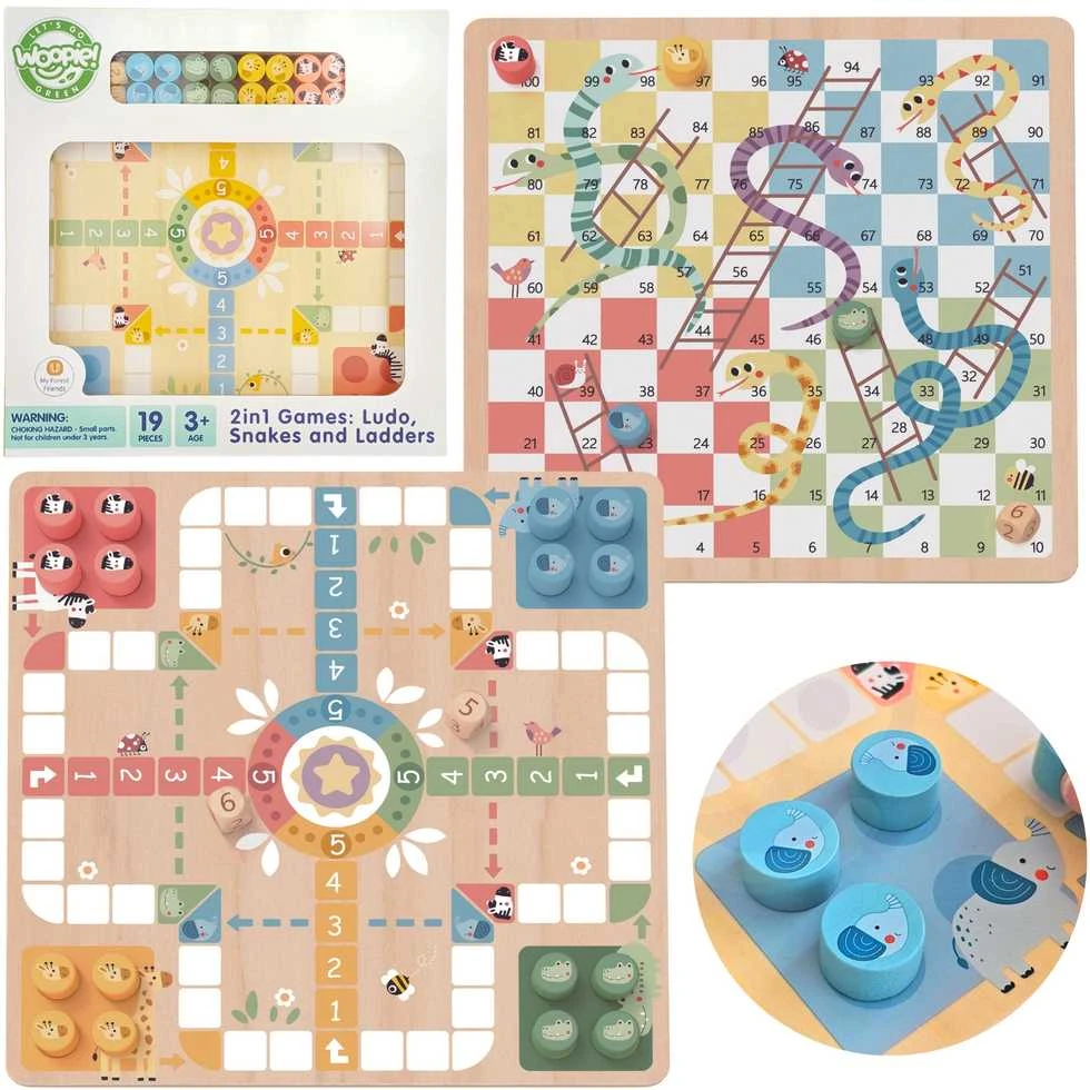 Medinis stalo žaidimų rinkinys Ludo Woopie Žalias