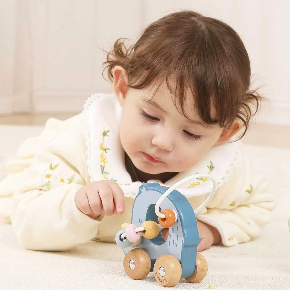 Viga Toys Medinis stumiamas karoliukų labirintas VIGA drambliukas