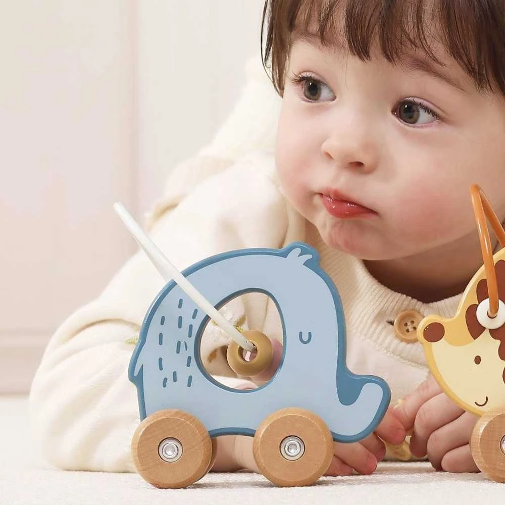 Viga Toys Medinis stumiamas karoliukų labirintas VIGA drambliukas