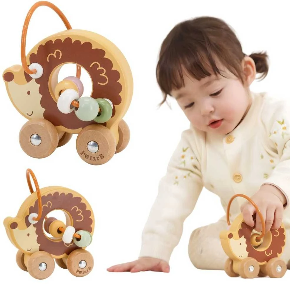 Viga Toys Medinis stumiamas karoliukų labirintas VIGA ežiukas