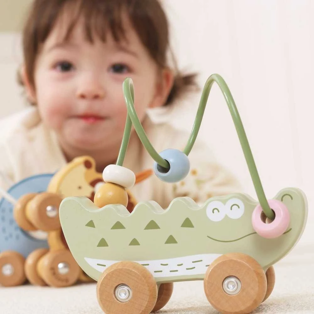 Viga Toys Medinis stumiamas karoliukų labirintas VIGA krokodilas