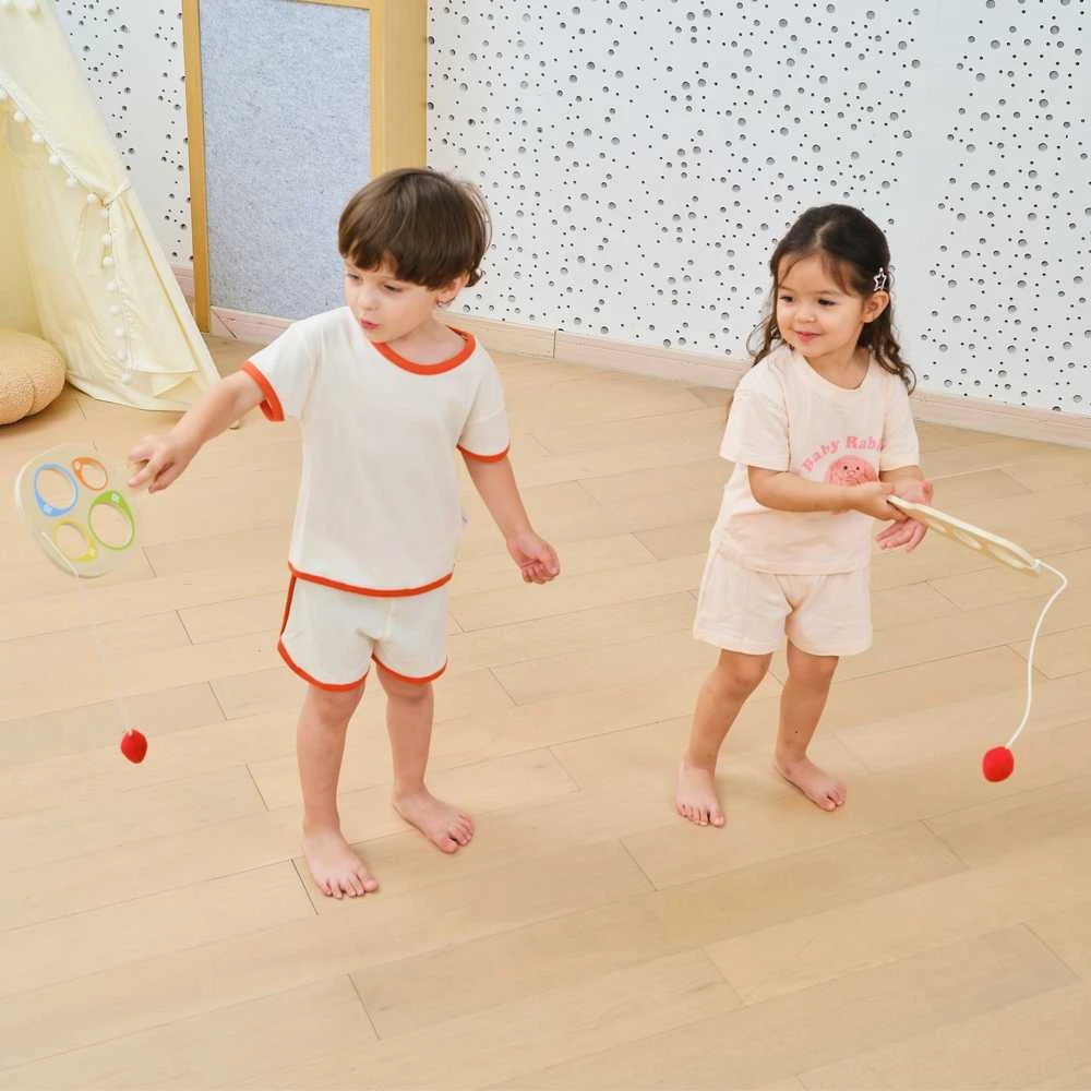 Viga Toys Medinis taiklumo žaidimas su raketėmis Pagauk kamuoliuką VIGA