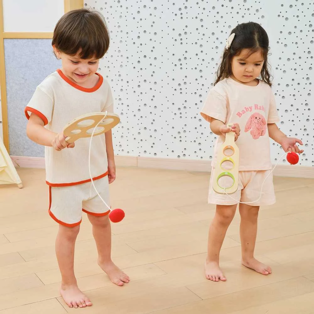Viga Toys Medinis taiklumo žaidimas su raketėmis Pagauk kamuoliuką VIGA
