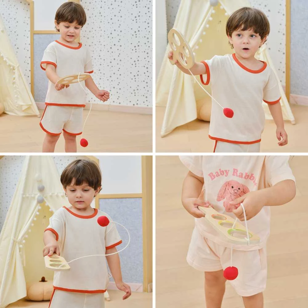 Viga Toys Medinis taiklumo žaidimas su raketėmis Pagauk kamuoliuką VIGA