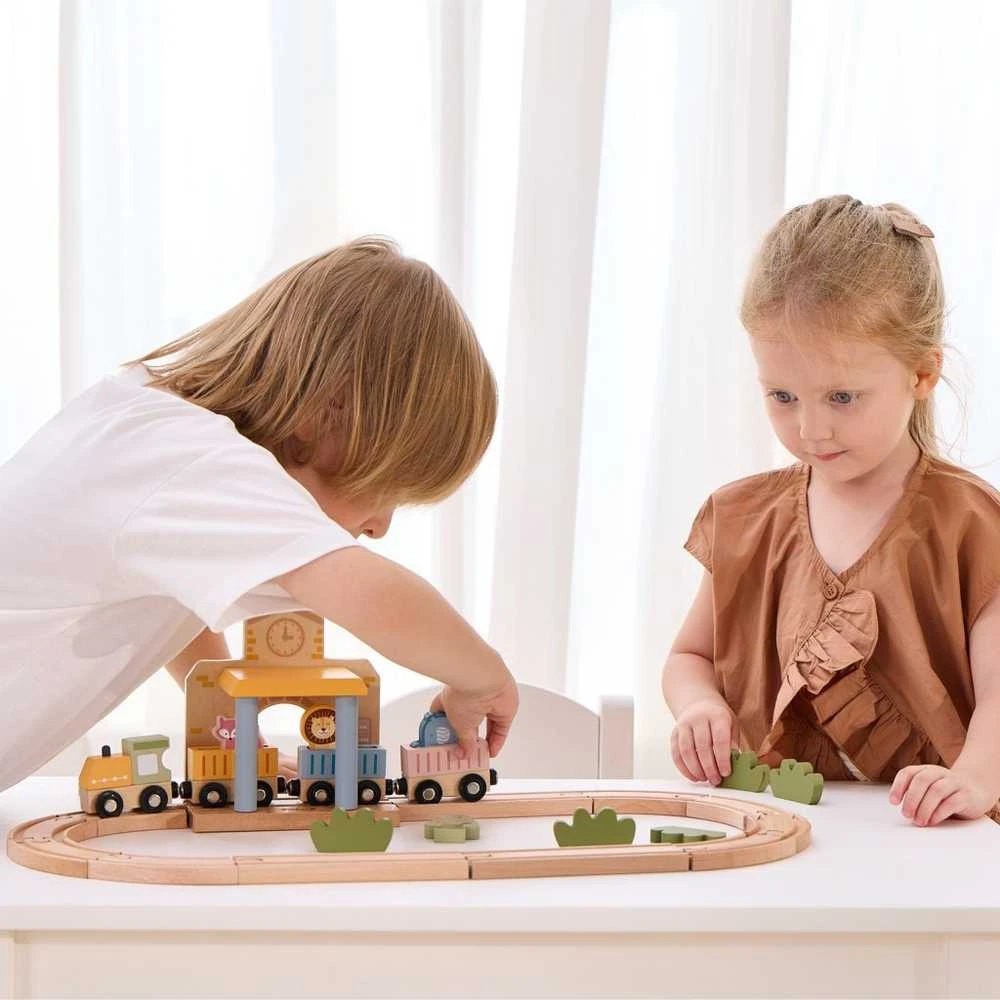 Viga Toys PolarB Medinis Geležinkelio Rinkinys 30 vnt.