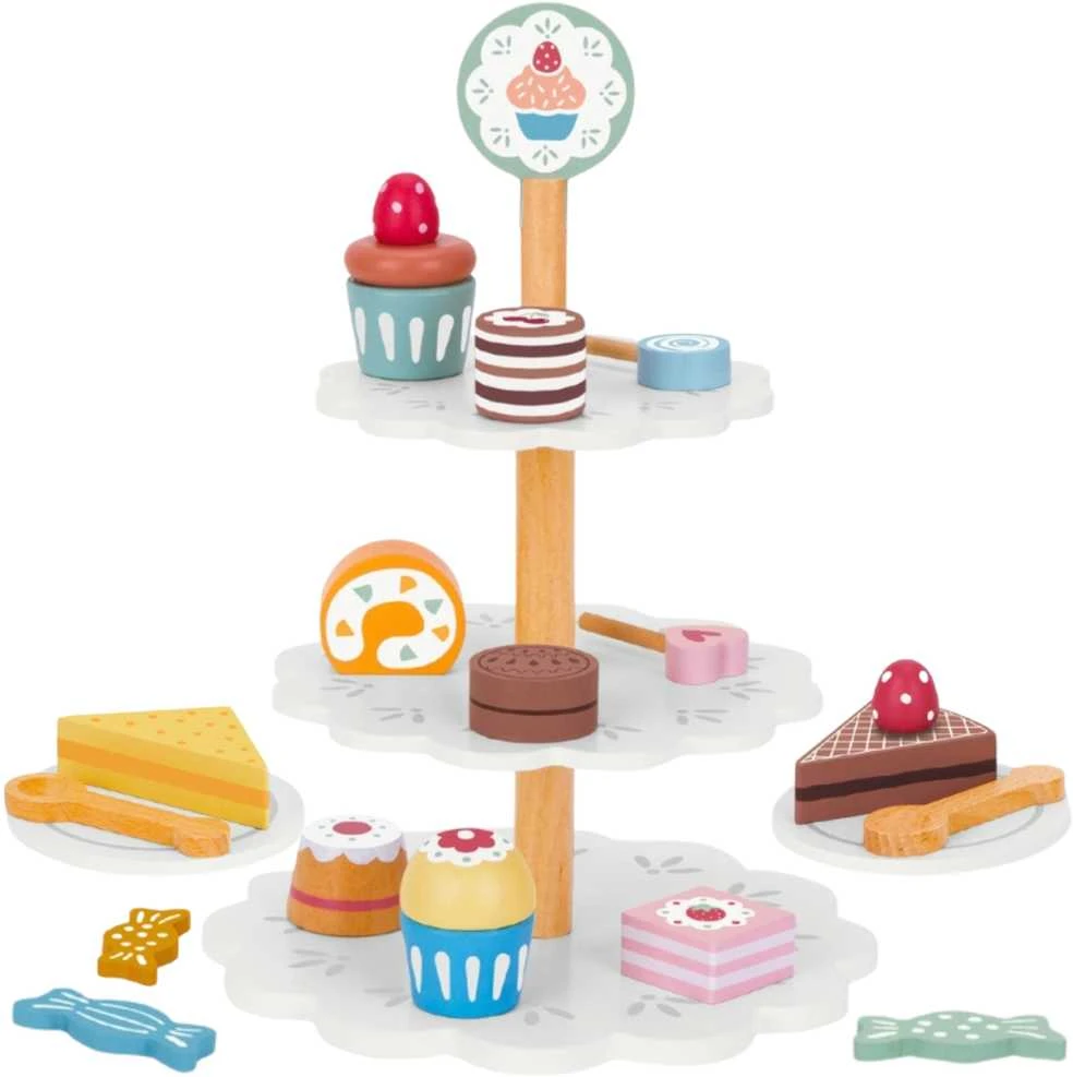 Tooky Toys Medinis trijų aukštų saldumynų stovas su keksiukais TOOKY TOY
