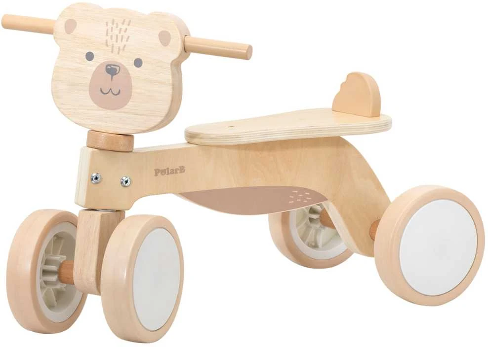Viga Toys Medinis triratukas Rudas meškiukas su minkštais ratukais VIGA PolarB